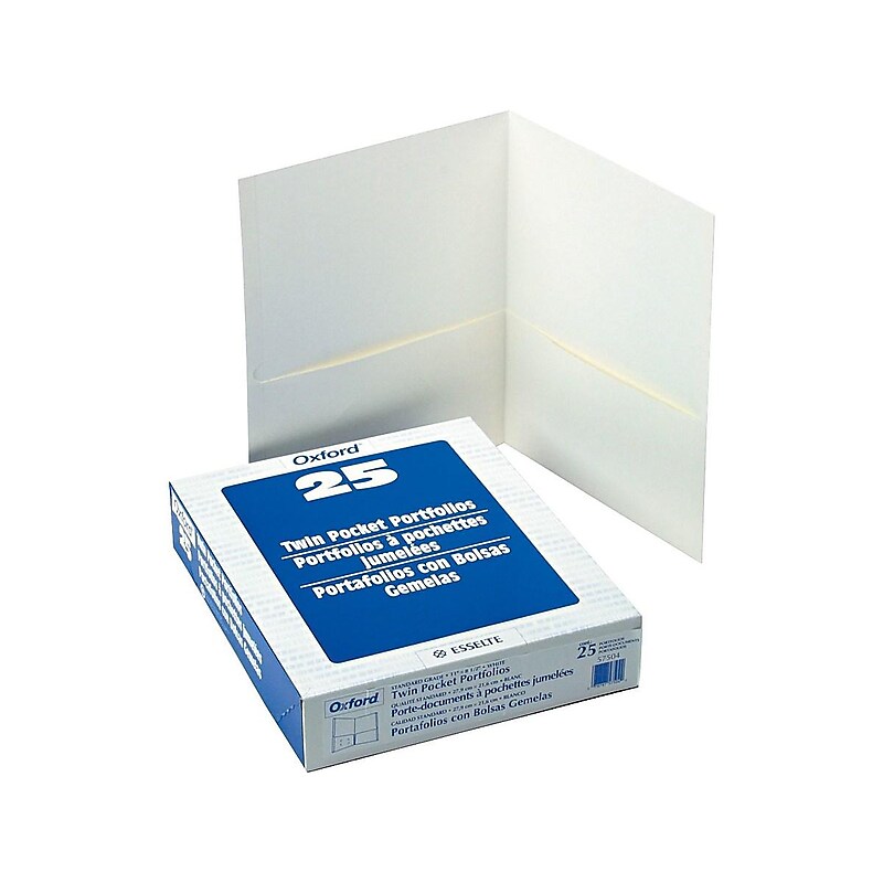 Oxford Twin Portfolio Folders, White, 25/Box (OXF 57504) image 1
