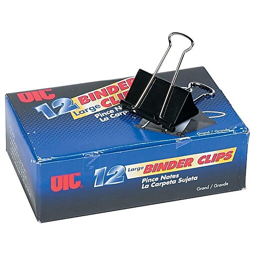 Officemate Binder Clips, Large, Black, 12/Box (99100) Staples