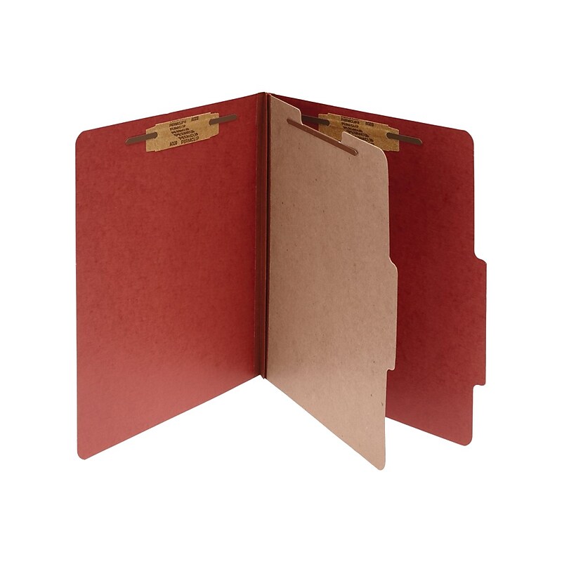 ACCO Pressboard Classification Folders, Letter Size, 1 Divider, Earth Red, 10/Box (A7015034) image 1
