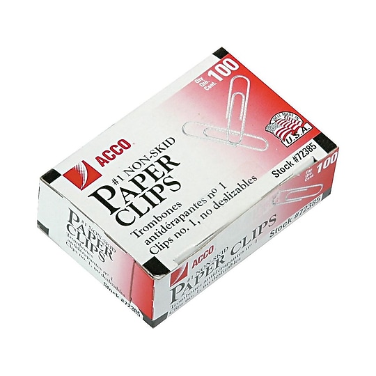 ACCO Economy #1 Paper Clips, Silver, 100/Box, 10 Boxes/Pack (A7072385)~#|#~sp43801597_sc7