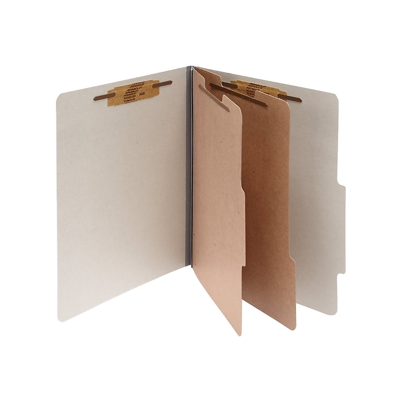 ACCO Pressboard Classification Folders, Letter Size, 2 Dividers, Mist Gray, 10/Box (A7015056) image 1