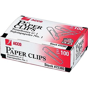 ACCO Economy #1 Paper Clips, Silver, 100/Box, 10 Boxes/Pack (A7072380)
