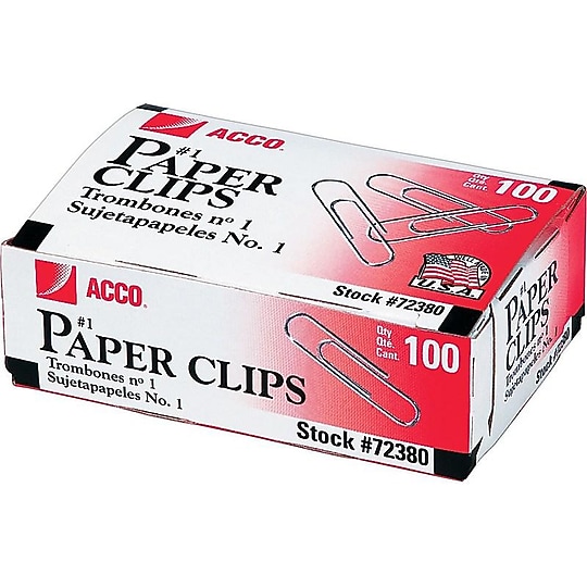 ACCO® Paper Clips, #1, Smooth, 1,000/PK~#|#~sp43801662_sc7
