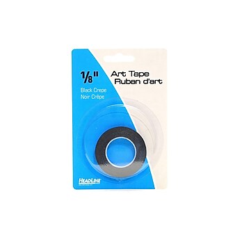 Headline Artist Tape, 0.13"W x 9 Yds.L, Black, 6/Pack (23018-PK6)