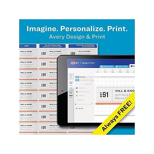 Avery® 8161 White Inkjet Address Labels with Easy Peel®, 1" x 4", 500