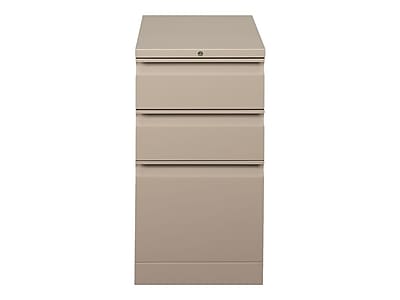 HON Flagship 3-Drawer Mobile Vertical File Cabinet, Letter Size, Lockable, 28"H x 15"W x 22.88"D, Putty (HON18723RL)