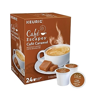 Cafe Escapes Café Caramel Coffee, Keurig® K-Cup® Pods, Light Roast, 24/Box (GMT6813)