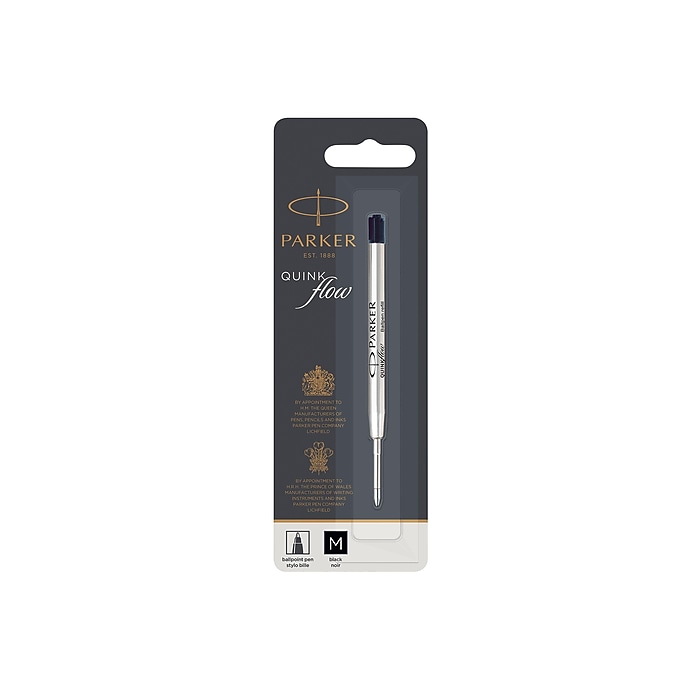 Parker Quinkflow Ballpoint Pen Refill, Medium Tip, Black Ink