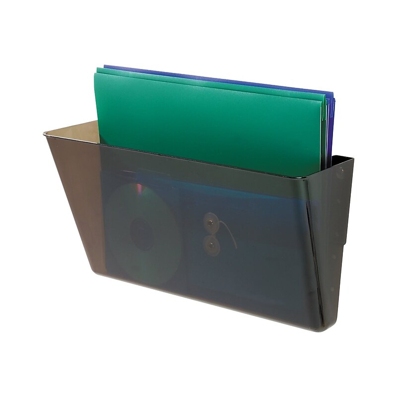 Deflect-O Stackable DocuPocket 1-Pocket Plastic Wall File, Smoke (73202) image 1