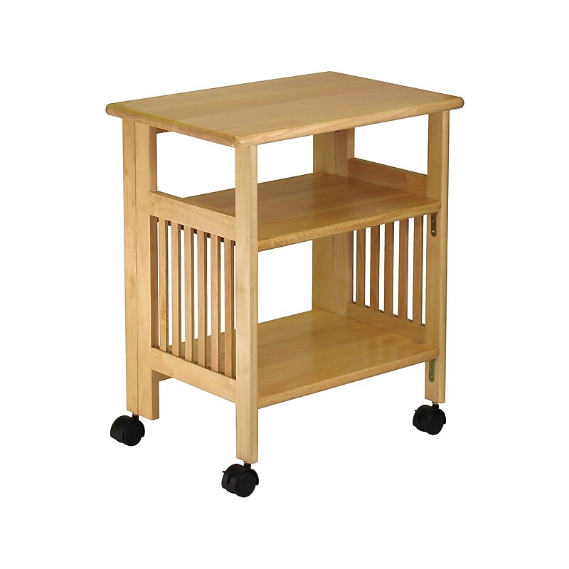 Winsome Mission 2-Shelf Wood Mobile Printer Stand with Lockable Wheels, Natural (81628) image 1