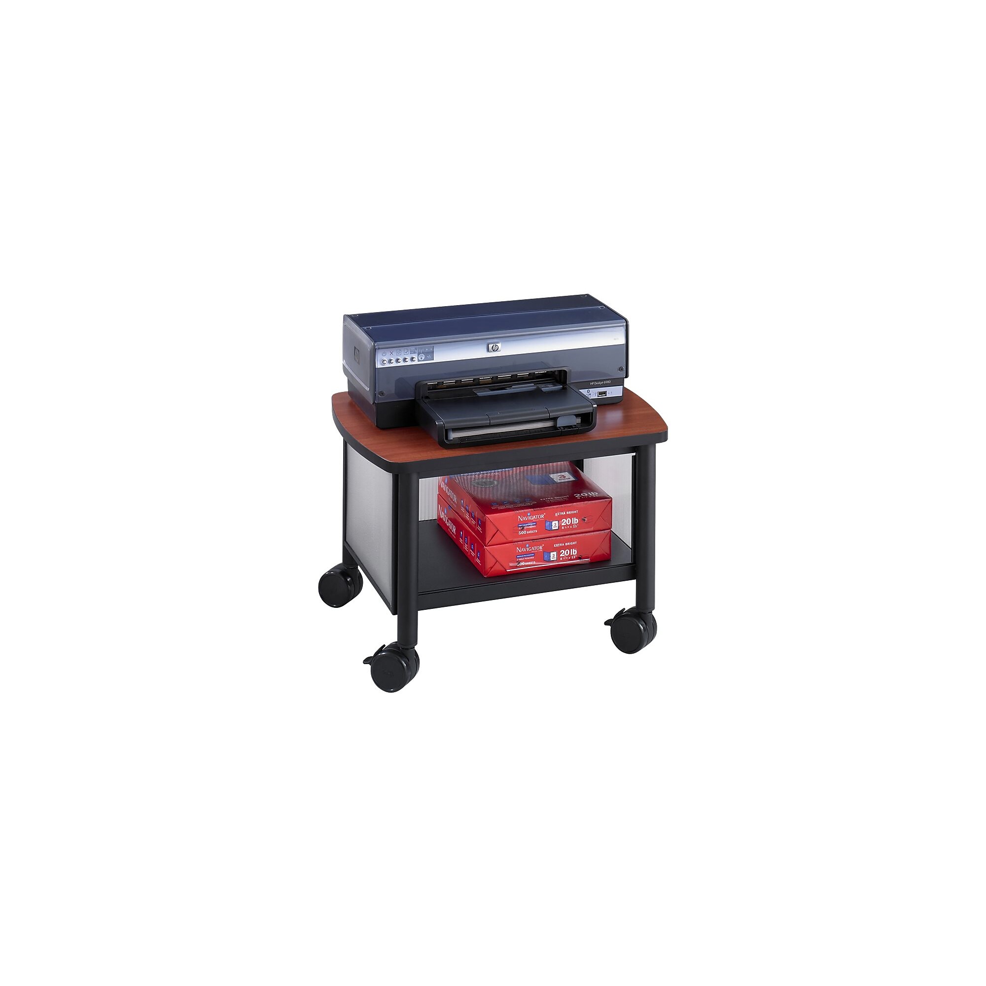 Safco Impromptu Metal Mobile Printer Stand with Lockable Wheels, Black/Cherry (1862BL) Sansujyuku sansujyuku.com