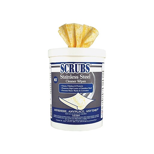 Scrubs Stainless Steel Cleaner Wipes, Citrus, 70/Pack, 6 Packs/Carton