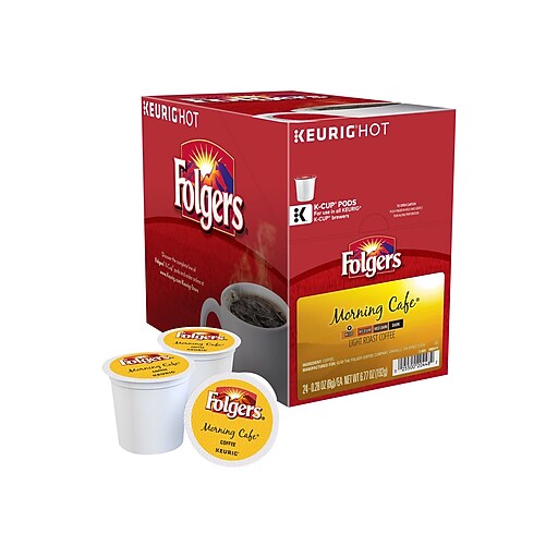 Folgers Morning Café Coffee, Keurig® KCup® Pods, Light Roast, 24/Box