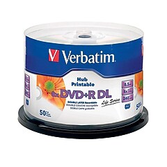 Verbatim (97693) 8x DVD+R DL, White Inkjet Printable, Hub
