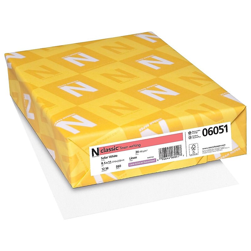 Neenah Paper CLASSIC 8.5"W x 11"L Writing Paper, 24 lbs., 97 Brightness, 500/Ream (06051) image 1
