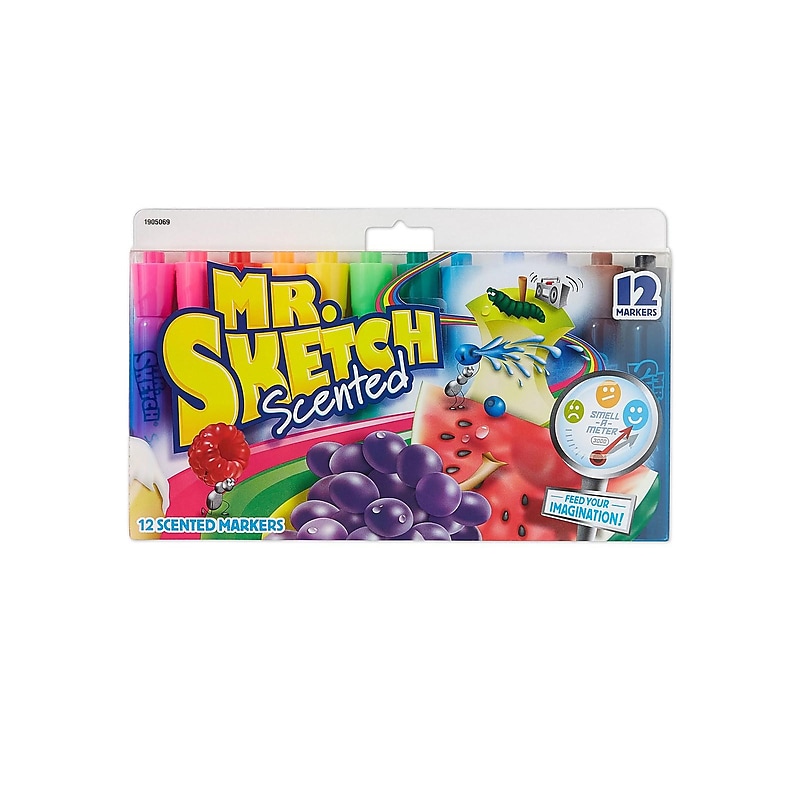 Mr. Sketch Scented Water Based Markers, Chisel, Assorted Colors, 12/Pack (1905069) image 1