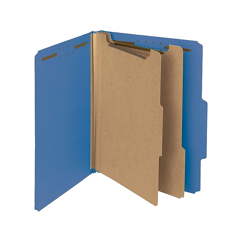 Smead Heavy Duty Pressboard Classification Folder, 2-Dividers, 2" Expansion, Letter Size, Dark Blue, 10/Box image 1