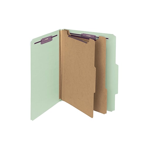 Letter Size Green 2 Dividers 10 per Box Smead Pressboard Classification File Folder with SafeSHIELD Fasteners 2 Expansion 14033 
