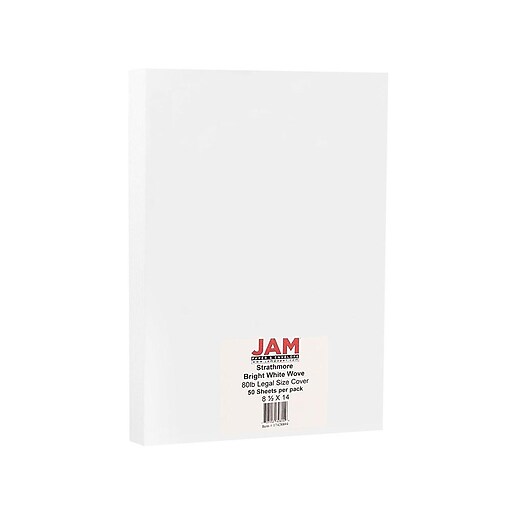 JAM Paper Strathmore 80 lb. Cardstock Paper, 8.5" x 14", Bright White