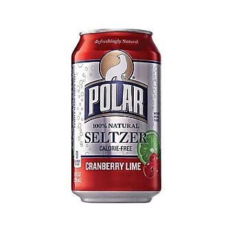 Polar Seltzer Cranberry Lime Flavored Water, 12 oz., 24/Carton (00242)