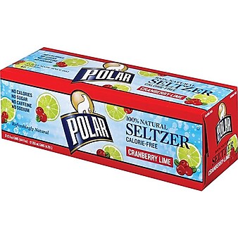 Polar Seltzer Cranberry Lime Flavored Water, 12 oz., 24/Carton (00242)