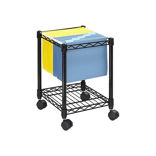 Safco Metal Mobile File Cart with Lockable Wheels, Black (5277BL) Staples