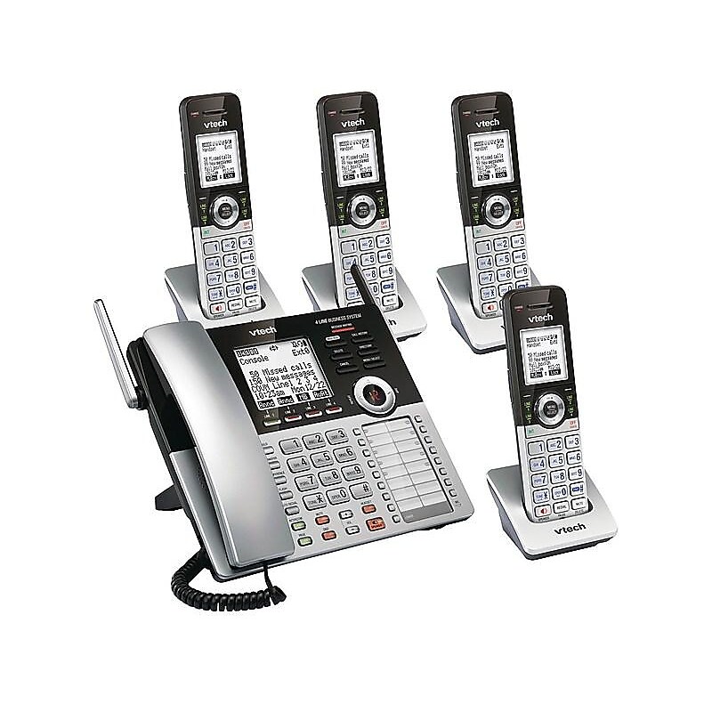 VTech Small Business System 80-0328-00 4-Line Cordless Phone, Silver/Black image 1