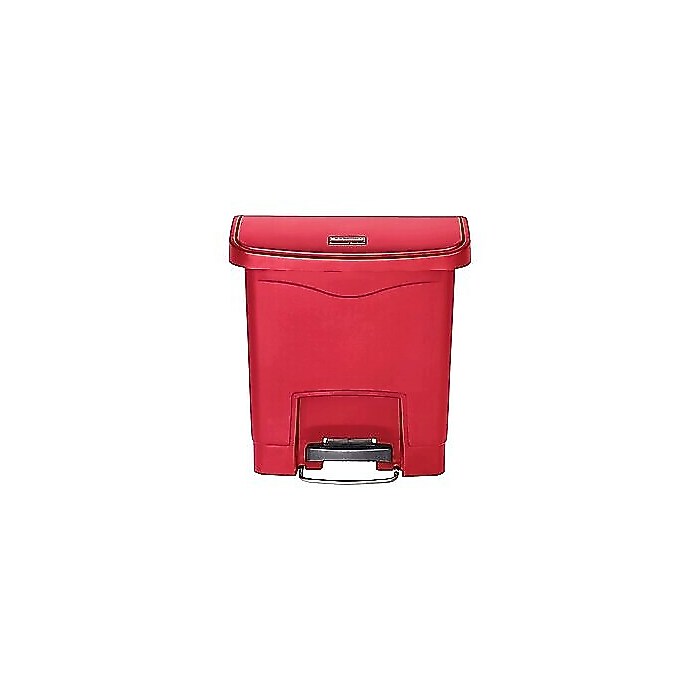 Rubbermaid Slim Jim Step-On Indoor Step Trash Can, Red Resin, 4