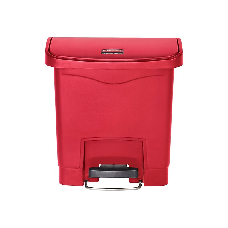 Rubbermaid Slim Jim Step-On Indoor Step Trash Can, Red Resin, 4 Gal. (1883563) image 1