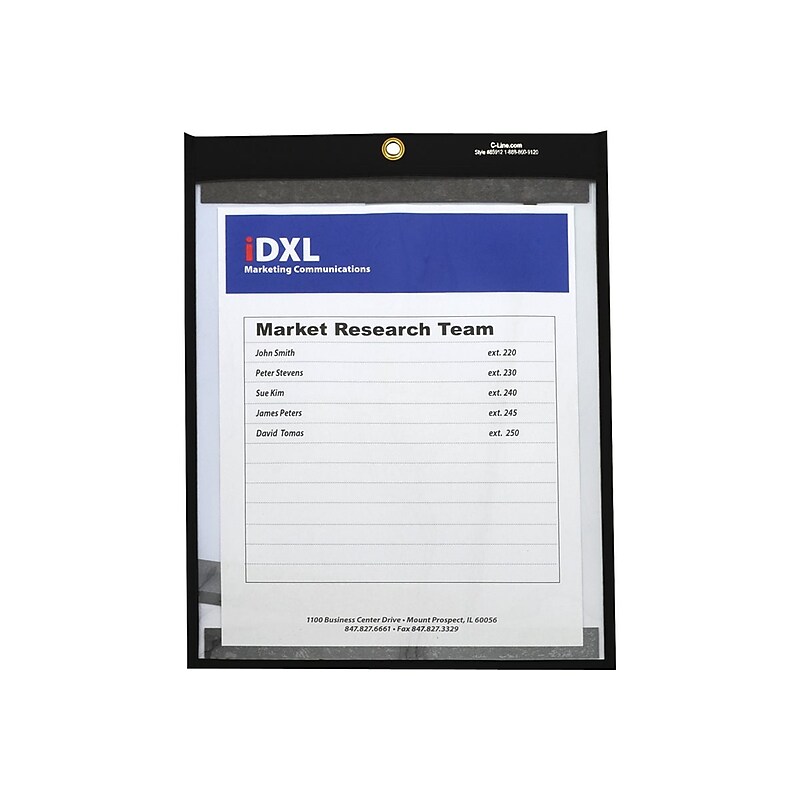 C-Line Magnetic Stitched Job Ticket Holder, 9" x 12", Black/Clear, 25/Pack (CLI85912) image 1