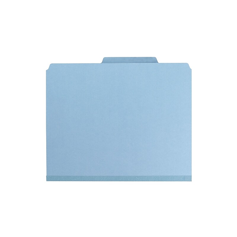 Smead Pressboard Classification Folders with SafeSHIELD Fasteners, 2" Expansion, Letter Size, 2 Dividers, Blue, 10/Box (14081) image 1