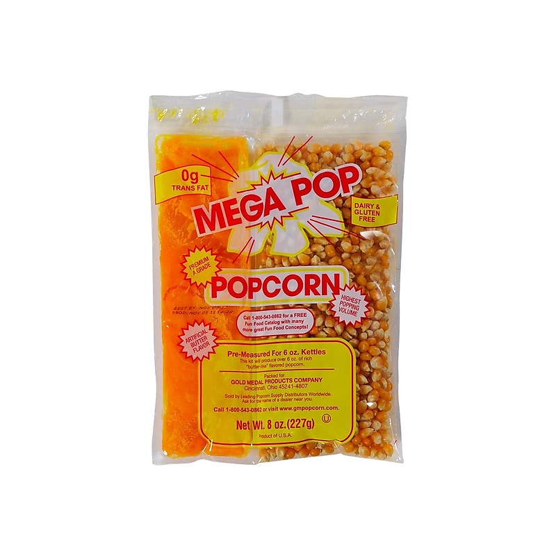 Gold Medal Mega Pop Popcorn, Butter, 8 Oz., 36/Carton (2836) image 1
