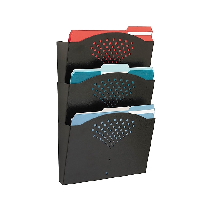 Safco 3-Pocket Steel Wall File, Letter Size, Black (3172BL) | Staples