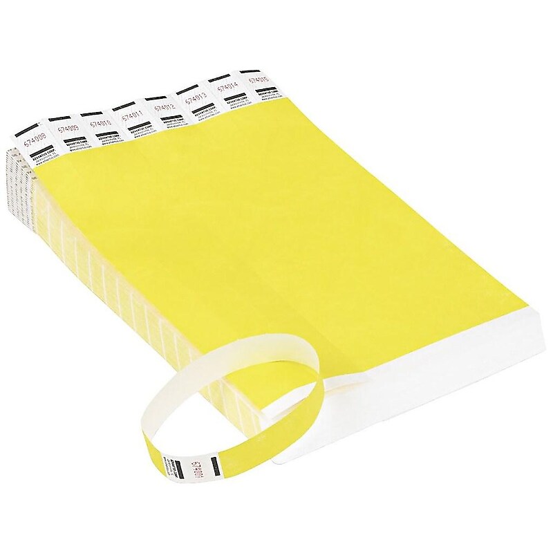 Advantus Sequentially Numbered Crowd Control Wristbands, Yellow, 500/Pack (AVT75512) image 1