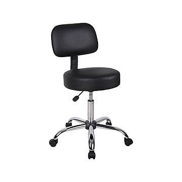 Boss Be Well Armless Medical Spa Professional Drafting Stool, Faux Leather, Black (B245-BK)