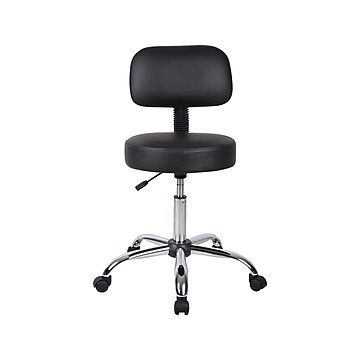 Boss Be Well Armless Medical Spa Professional Drafting Stool, Faux Leather, Black (B245-BK)