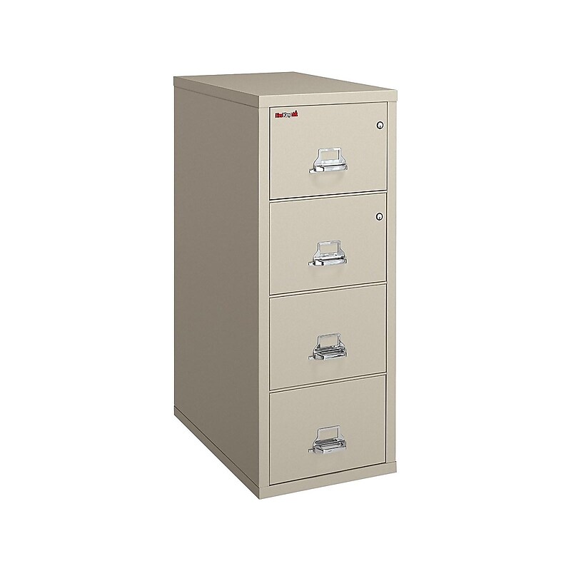 FireKing Vertical File Cabinet, 4-Drawer, Parchment, 52 3/4"H x 17 11/16"W x 31 9/16"D image 1