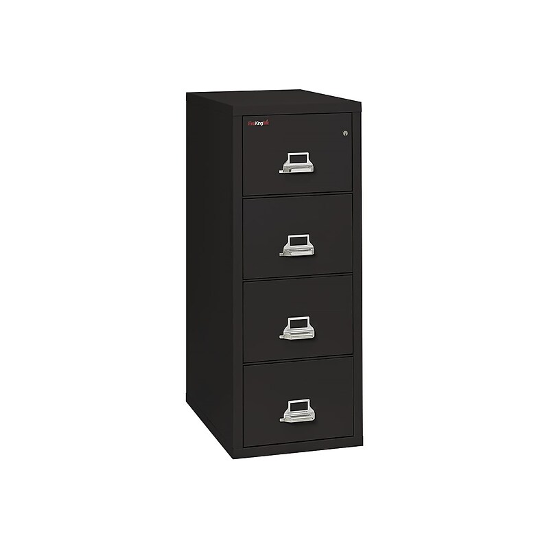 FireKing Classic 4-Drawer Vertical File Cabinet, Fire Resistant, Letter, Black, 31.56"D Dock (4-1831-CBL) image 1