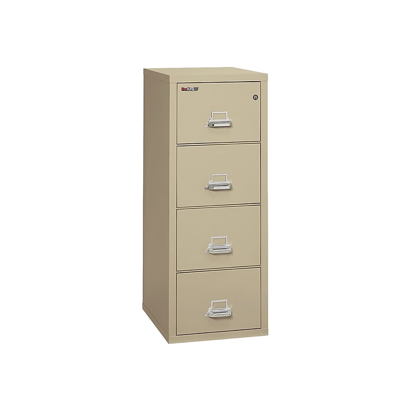 FireKing Classic 4-Drawer Vertical File Cabinet, Fire Resistant, Legal, Parchment, 25.06"D (4-2125-CPA) image 1