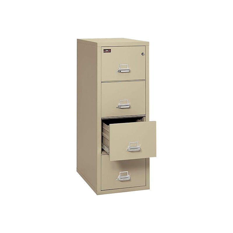 FireKing 2 Hour Rated 4-Drawer Vertical File Cabinet, Fire Resistant, Letter, Beige, 31.19"D  (4-1956-2PA) image 1