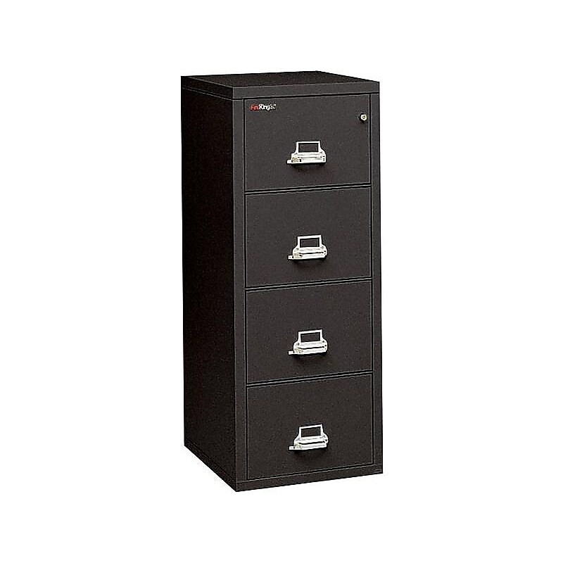 FireKing 2 Hour Rated 4-Drawer Vertical File Cabinet, Fire Resistant, Letter, Black, 31.19"D (4-1956-2BL) image 1