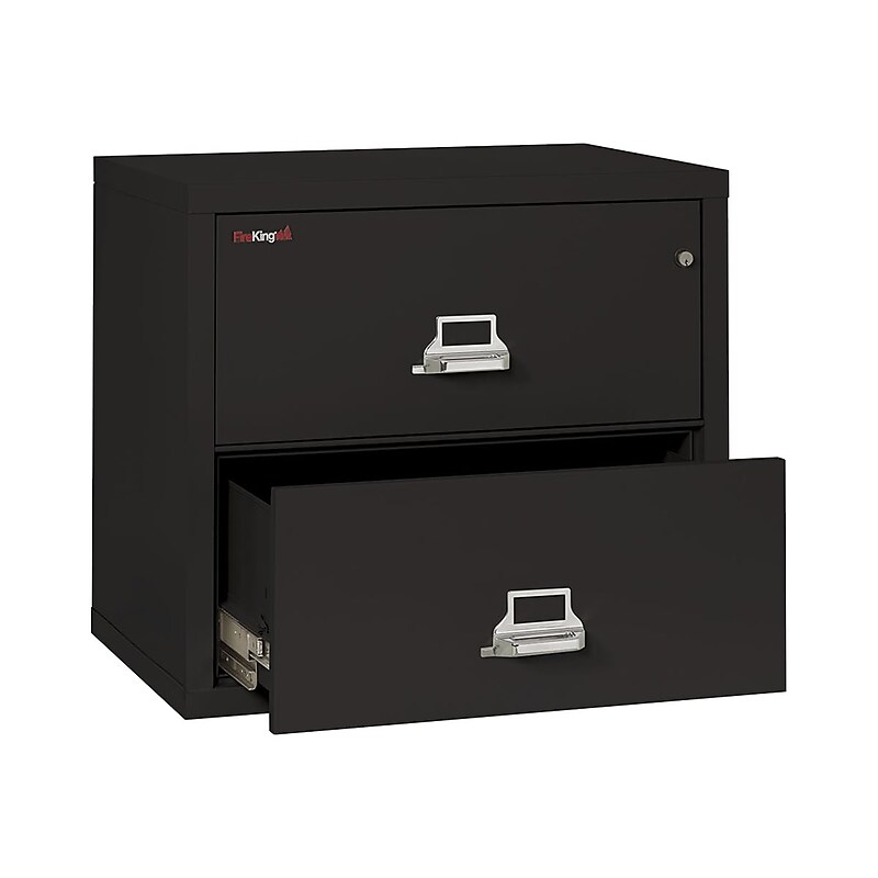 FireKing Classic 2-Drawer Lateral File Cabinet, Fire Resistant, Letter/Legal, Black, 31.19"W (2-3122-CBL) image 1