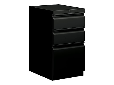 HON Brigade 3-Drawer Mobile Vertical File Cabinet, Letter Size, Lockable, 28"H x 15"W x 22.88"D, Black (HON33723RP)