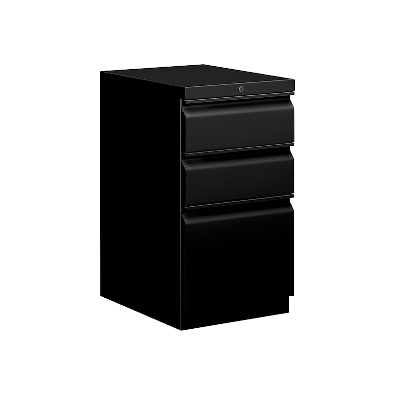 HON Brigade 3-Drawer Mobile Vertical File Cabinet, Letter Size, Lockable, 28"H x 15"W x 22.88"D, Black (HON33723RP) image 1