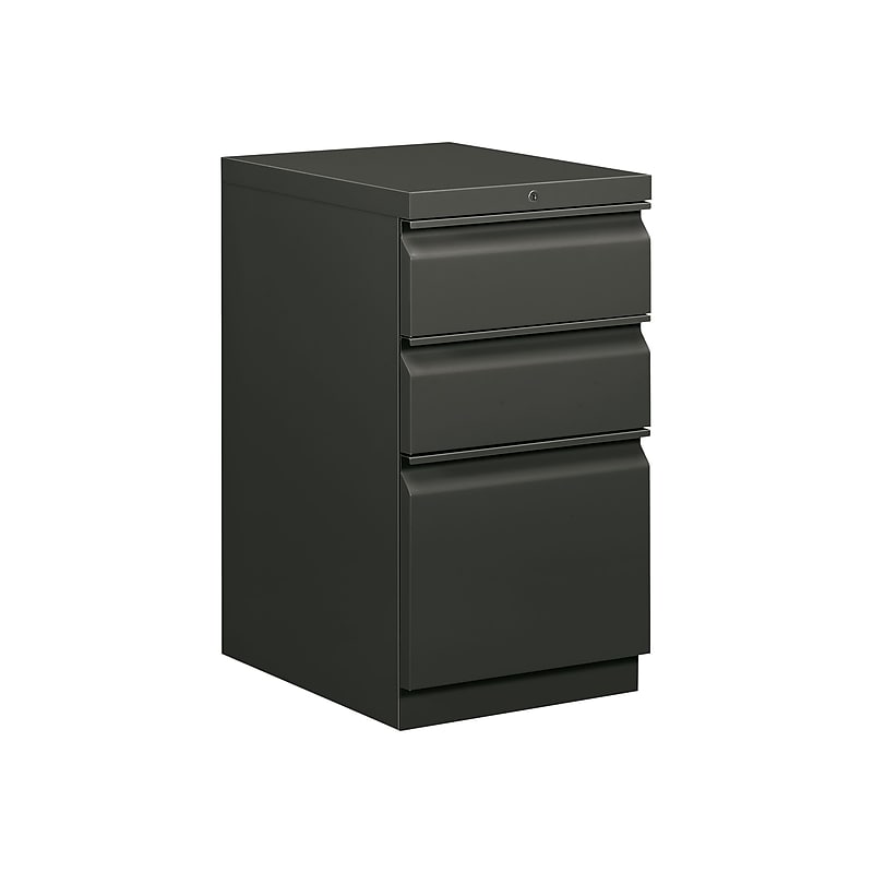 HON Brigade 3-Drawer Mobile Vertical File Cabinet, Letter Size, Lockable, 28"H x 15"W x 19.88"D, Charcoal (H33720RS) image 1
