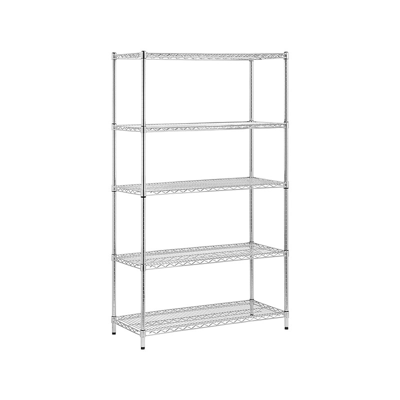 Honey-Can-Do 5-Shelf Metal Unit, 42"W, Chrome (SHF-01441) image 1