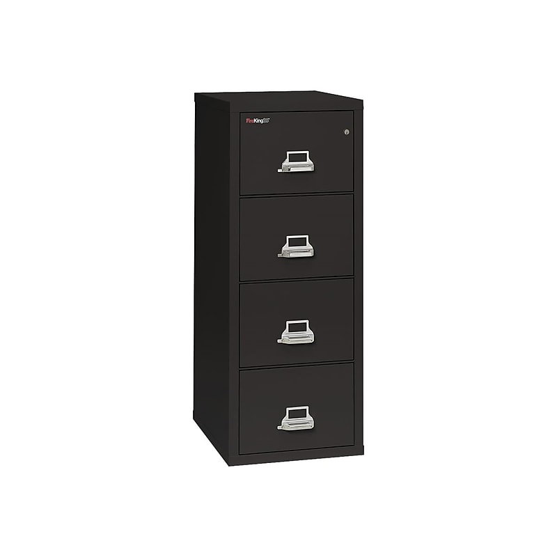 FireKing Classic 4-Drawer Vertical File Cabinet, Fire Resistant, Letter, Black, 25"D WHITE GLOVE DELIVERY INCLUDED (4-1825-CBL) image 1