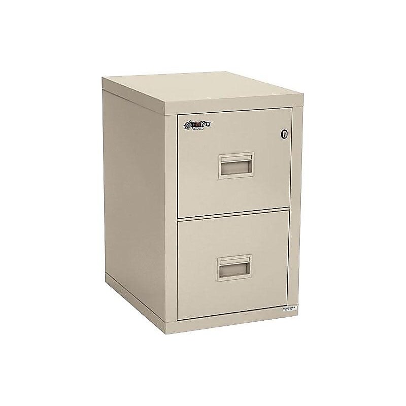 FireKing Dock to Dock 2-Drawer Mobile Vertical File Cabinet, Letter/Legal, Lockable, Fire Resistant, Parchment (2R1822-CPA) image 1