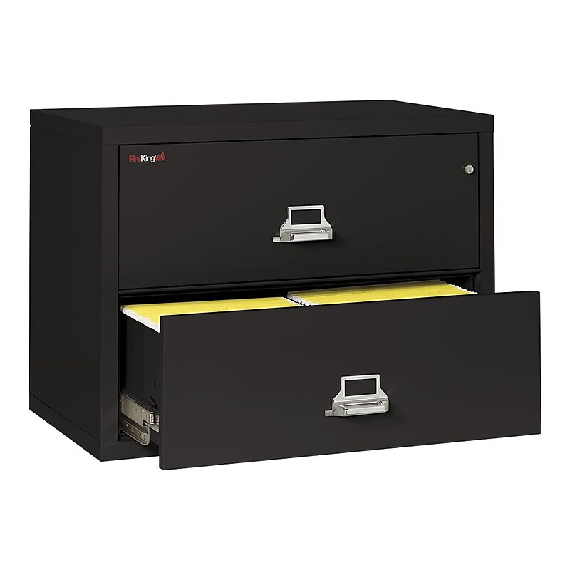 FireKing Classic 2-Drawer Lateral File Cabinet, Fire Resistant, Letter/Legal, Black, 37.5"W (2-3822-CBL) image 1