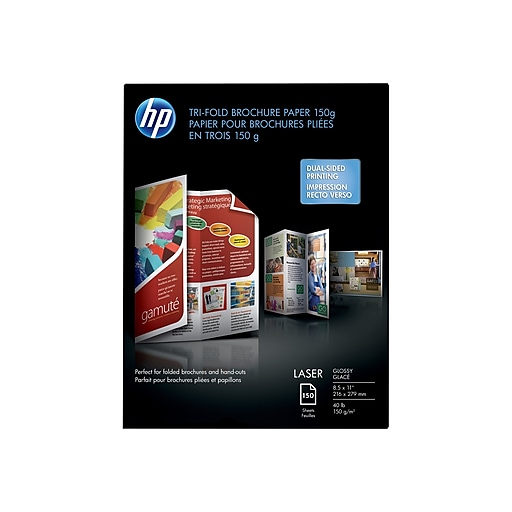 HP TriFold Laser Brochure Paper 081/2" x 11" Glossy Finish, 150/Pack (Q6612A) at Staples